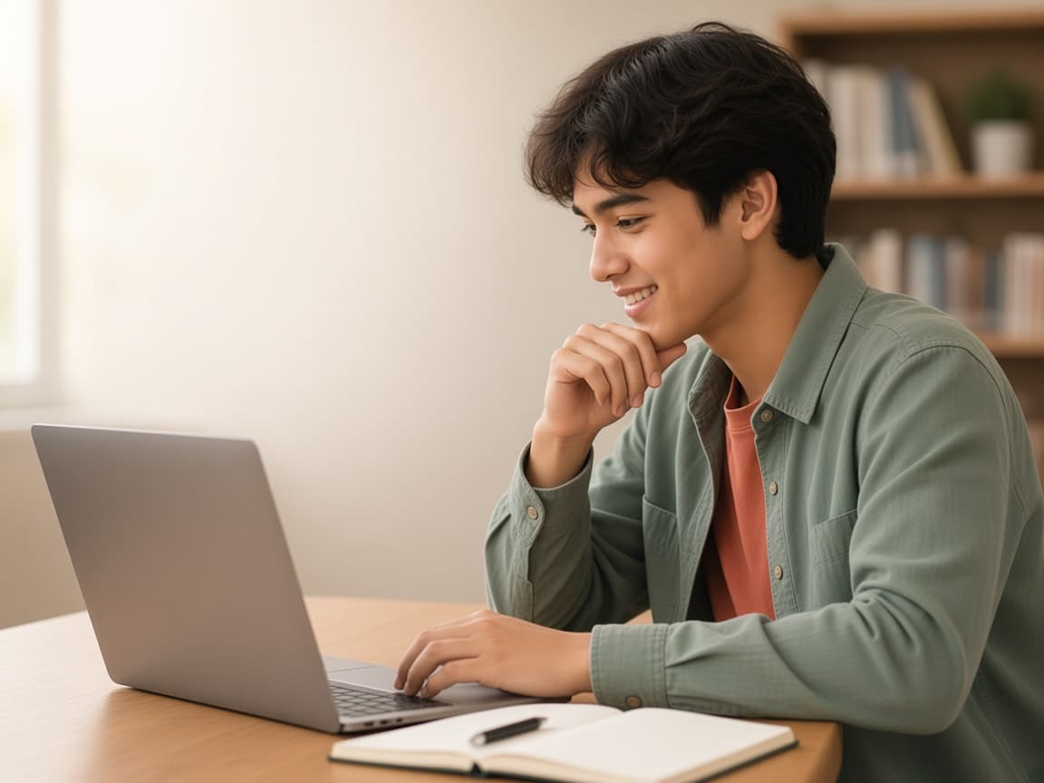 A student answering on a laptop